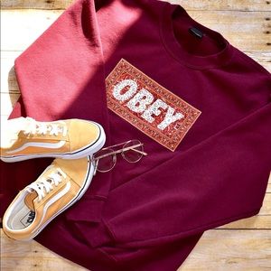 Maroon Women’s Obey Crewneck Sweatshirt